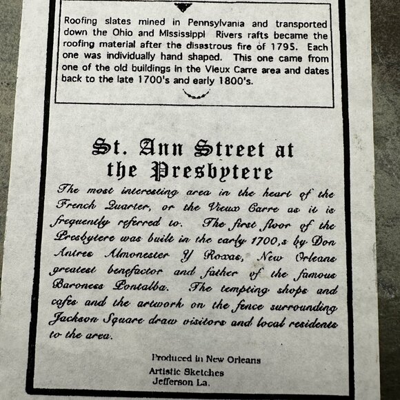 VTG 3 piece New Orleans French Quarter roofing slate art 8 X6” wall plaques - Picture 4 of 10